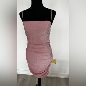 Sparkle Ruched Pink Slip Dress